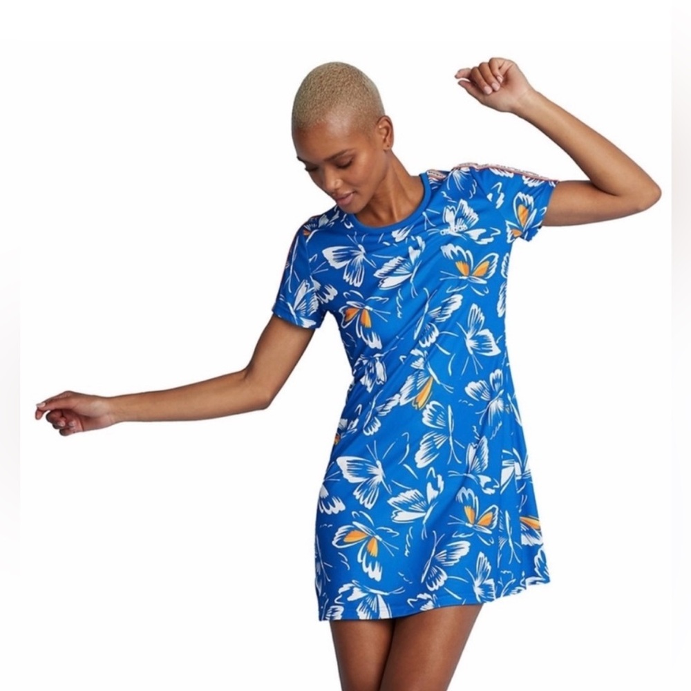 Adidas x Farm Rio Blue Butterfly Dress XS